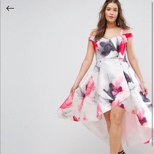 Floral Bardot High Low Dress ASOS Curve